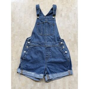 Old Navy 3" Shortalls Womens XS Blue Medium Wash Denim Overalls Y2K
